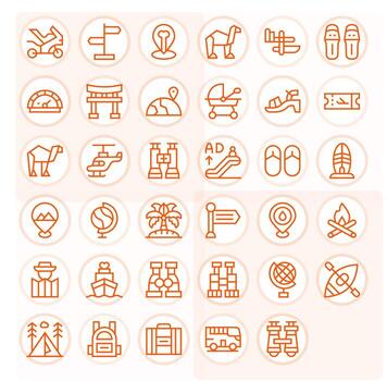 35 Regular Line Pixel Optimized Icons crafted for Travel 128x128 applications vector
