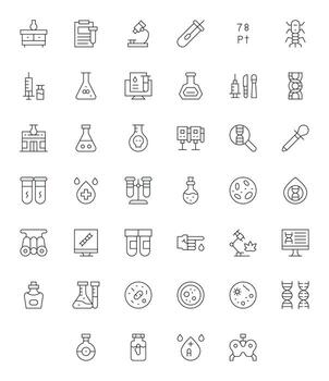 Lab Icon Library with 40 Thin Line High Resolution PIXEL Perfect Designs vector