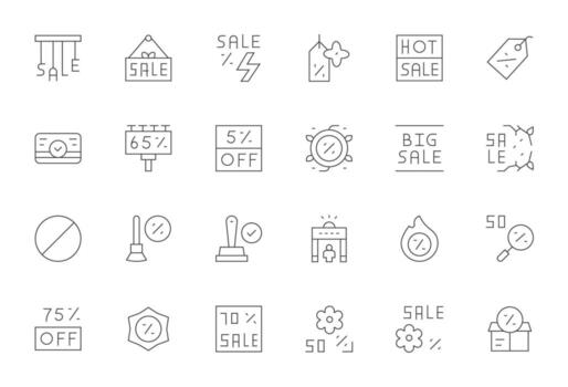 Clearance Scalable Set featuring 24 Pixel Optimized Thin Line High Resolution Icons vector