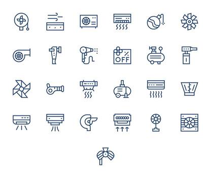 25 Regular Line Icons for Blower in crisp High Resolution Editable resolution vector