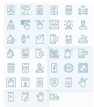 40 aplicación píxel optimizado íconos en 128x128 Delgado línea estético vector