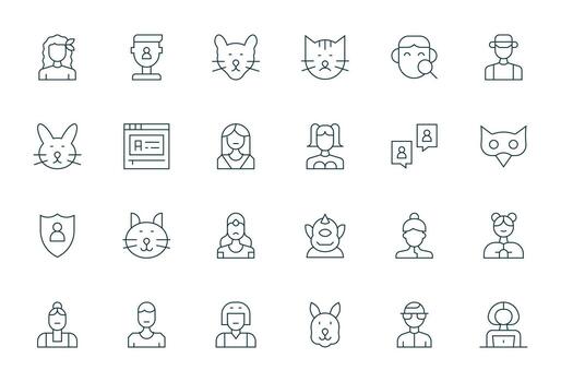 24 Thin Line Display Perfect 128x128 Icons from Profile Suite vector