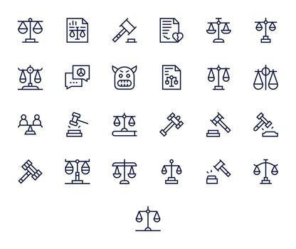 Regular Line Style Dispute Icons with 25 High Resolution Pixel Optimized Designs vector