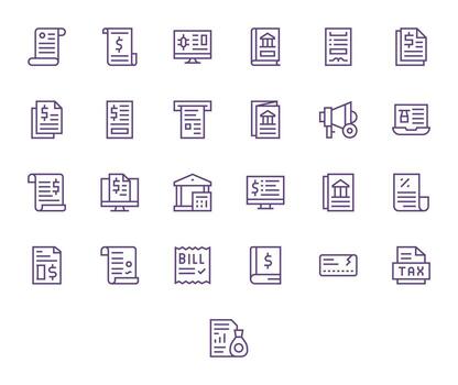 Statement Icon Library with 25 Regular Line 256x256 PIXEL Perfect Designs vector