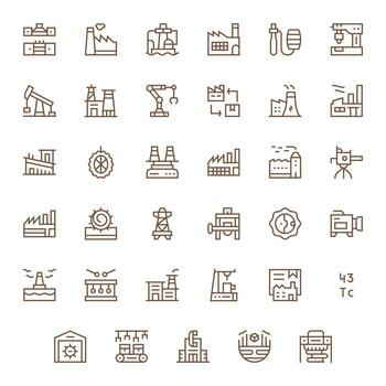Production Comprehensive Bundle with 35 Display Perfect Regular Line 256x256 Icons vector