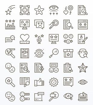 42 Editable Icons themed around Review in 256x256 Regular Line format vector
