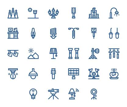 28 Bold Line Pixel Aligned Icons tailored for Lighting 128x128 interface vector