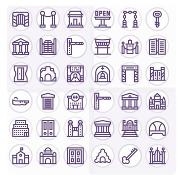 36 Pixel Optimized Bold Line Icons designed for Entrance Interface vector