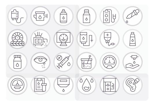 Fluid Comprehensive Bundle with 24 Pixel Aligned Thin Line Retina Ready Icons vector
