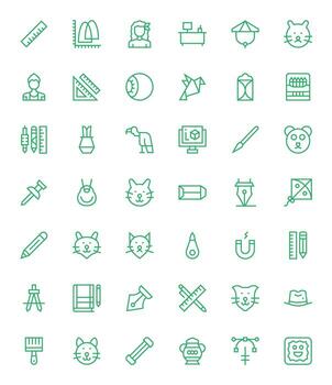 42 íconos inspirado por dibujo en monitor Perfecto 128x128 regular línea calidad vector