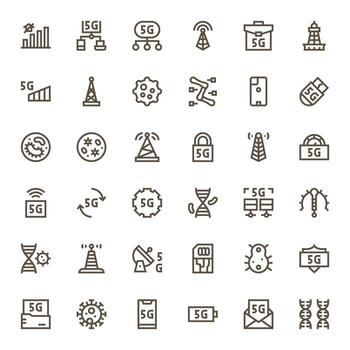 36 Icons for Cellular optimized in Pixel Optimized 64x64 Bold Line resolution vector
