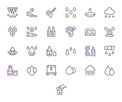 25 256x256 regular línea íconos para gotas con monitor Perfecto precisión vector