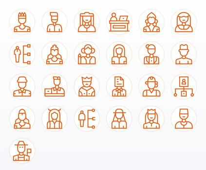 Administrator Visual Pack containing 25 Regular Line Display Perfect Icons vector