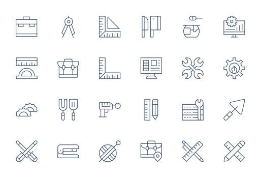 herramientas prima haz con 24 256x256 píxel optimizado Delgado línea íconos vector