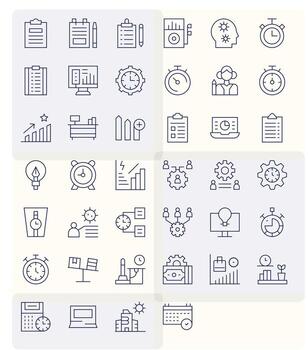 40 Thin Line Icons for Productivity in crisp 64x64 Editable resolution vector
