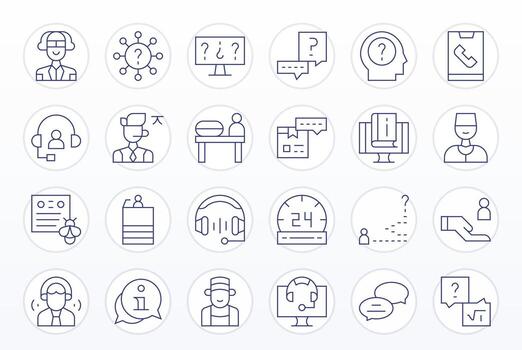 ayuda escritorio icono biblioteca con 24 Delgado línea 128x128 píxel optimizado diseños vector