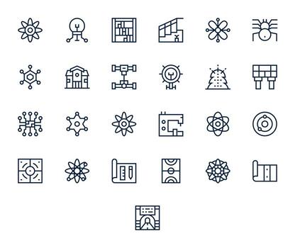 Schematic Complete Package with 25 Retina Ready Regular Line Display Perfect Icons vector