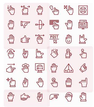 42 Retina Ready Regular Line Icons optimized for Cursor Editable display vector