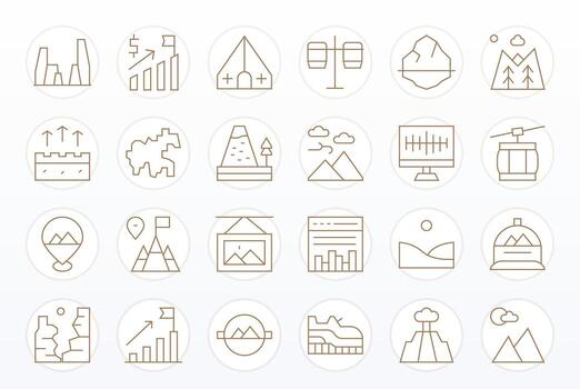 24 Grid Fitted High Resolution Icons for Peak in elegant Thin Line design vector