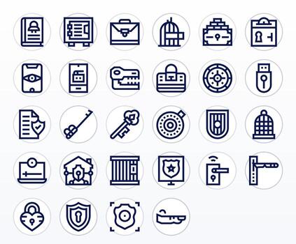 28 alto resolución íconos para bloquear en píxel optimizado negrita línea formato vector