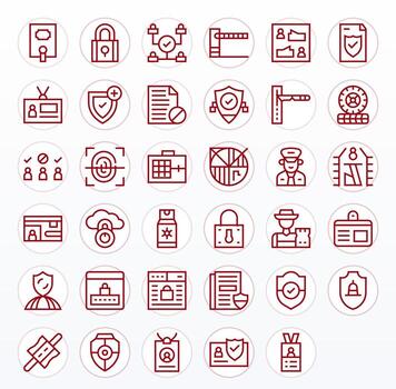Access Control Retina Ready Icon Pack with 35 Regular Line Display Perfect Elements vector