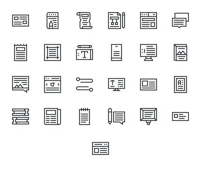 Paragraph Graphics featuring 25 Regular Line Pixel Optimized High Resolution Designs vector