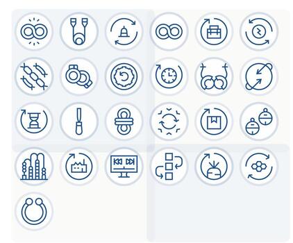25 Display Perfect 64x64 Icons for Loop in elegant Regular Line design vector