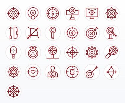 25 Editable 256x256 Icons for Aim in elegant Regular Line design vector