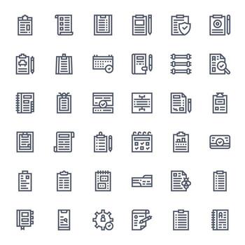 36 High Resolution Bold Line Pixel Aligned Icons for Checklist Projects vector