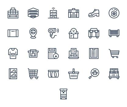 25 Icons for Inventory featuring High Resolution Editable Regular Line Graphics vector