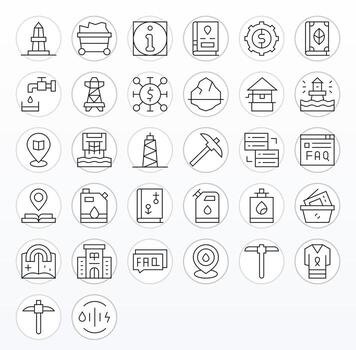 32 Thin Line Icons for Resource in crisp High Resolution Editable resolution vector