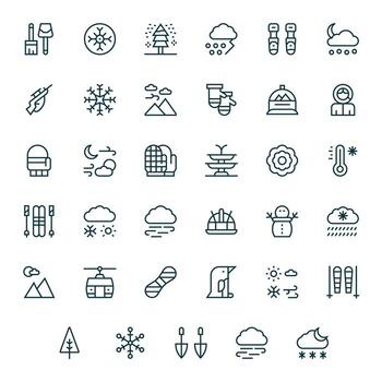 nieve icono caja de herramientas presentando 35 píxel alineado alto resolución regular línea elementos vector