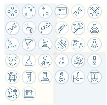 32 256x256 íconos para laboratorio en cuadrícula equipado Delgado línea formato vector