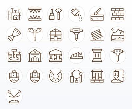 25 Pixel Aligned Icons themed around Foundation in 128x128 Regular Line format vector