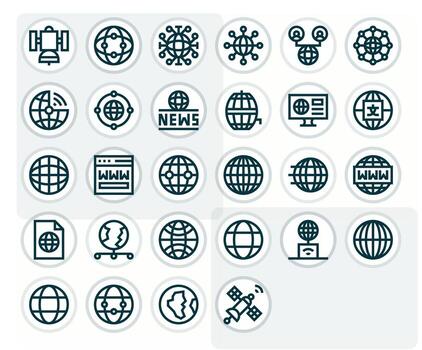 28 Pixel Aligned Bold Line Icons designed for Global Communication Interface vector