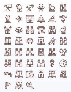 45 High Resolution Bold Line Icons for Observation with Pixel Optimized precision vector