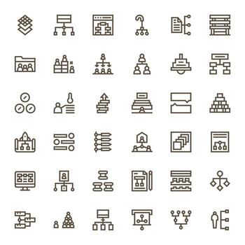 Hierarchy Graphics Pack including 36 Bold Line High Resolution Pixel Aligned Icons vector