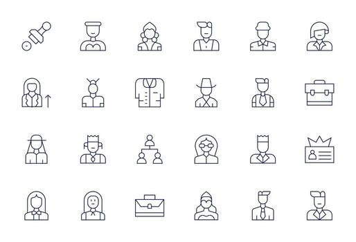 24 Thin Line Pixel Optimized Icons tailored for Executive 128x128 interface vector