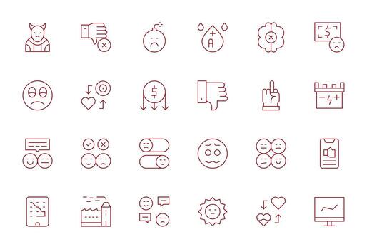 24 Thin Line Grid Fitted Icons tailored for Negative Retina Ready interface vector