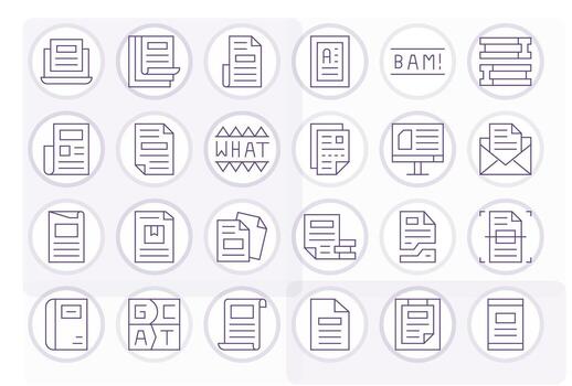 Word Comprehensive Bundle with 24 Pixel Aligned Thin Line 64x64 Icons vector