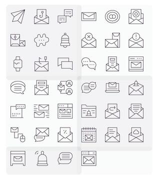 40 Delgado línea píxel optimizado 256x256 íconos desde correo electrónico suite vector