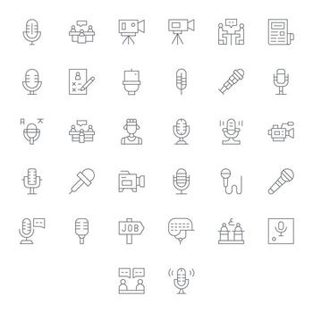 Thin Line Pixel Optimized Icons from Interview Set with 32 Retina Ready Icons vector