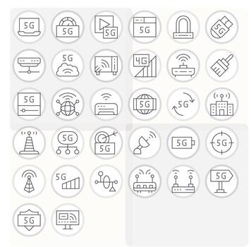 32 monitor Perfecto Delgado línea íconos diseñado para banda ancha interfaz vector