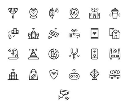25 Icons for Wifi optimized in Pixel Optimized High Resolution Regular Line resolution vector