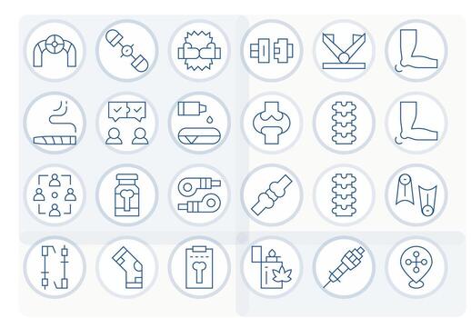 24 Icons for Joint featuring 64x64 Pixel Optimized Thin Line Graphics vector