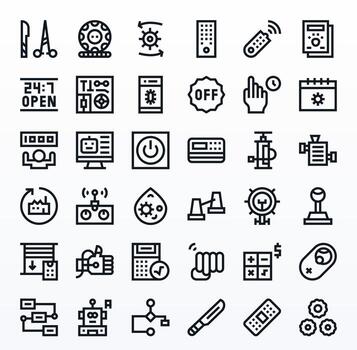 36 Icons for Operation optimized in PIXEL Perfect High Resolution Bold Line resolution vector