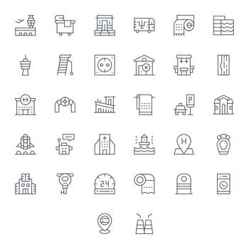 Facility Icon Toolkit featuring 32 Display Perfect Retina Ready Thin Line elements vector