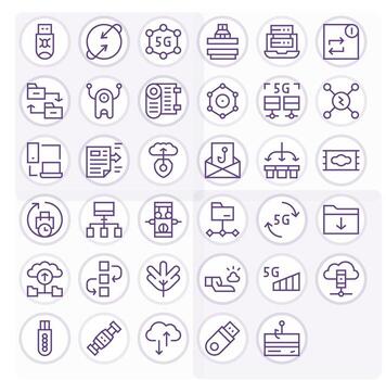 Data Transfer Graphics featuring 35 Regular Line Grid Fitted High Resolution Designs vector