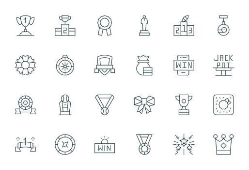24 Thin Line Display Perfect Icons for Prize Graphics vector