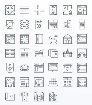 Layout Icon Set with 40 Thin Line Retina Ready Pixel Optimized Graphics vector